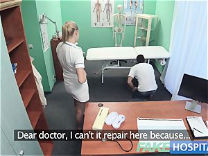 faux medical center Hired handyman finishes off all over nurses bootie