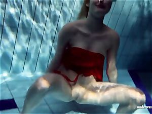 super-steamy blond Lucie French nubile in the pool