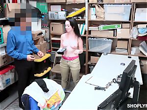 Athena Rayne hammered in the joy button puss by draped security guard